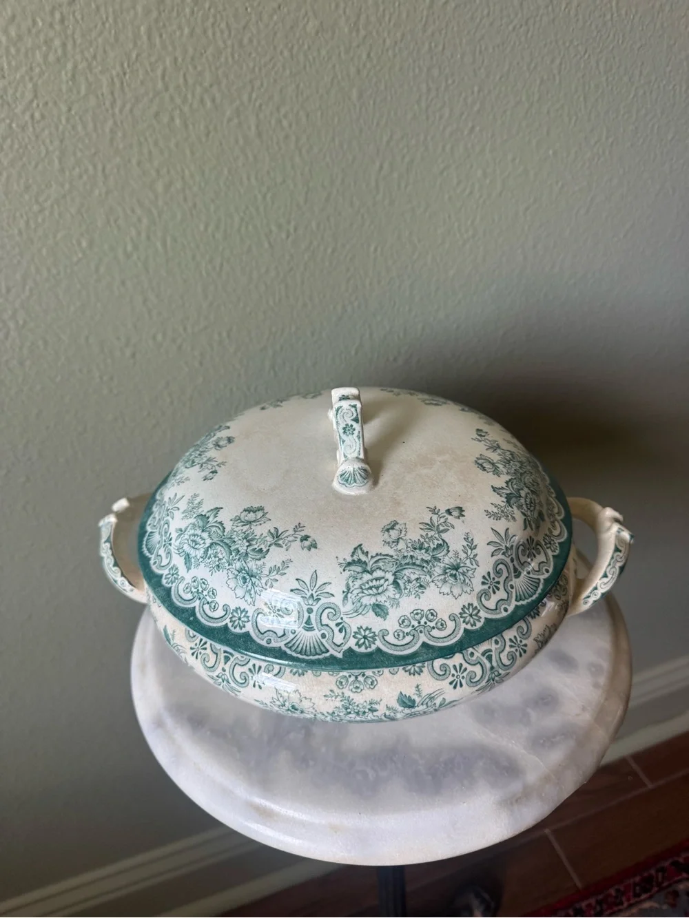 Antique Soup Tureen With Lid, Marked Anclais L-Bertrand Boadeux Made In France,